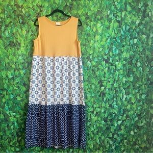 P & Rose - NWOT Yellow and Blue Sleeveless Dress(curvy size)